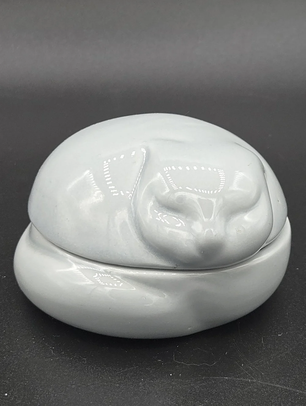 Vintage Nancy Lopez Sleeping Cat Porcelain Trinket Box 1977 Made In Japan